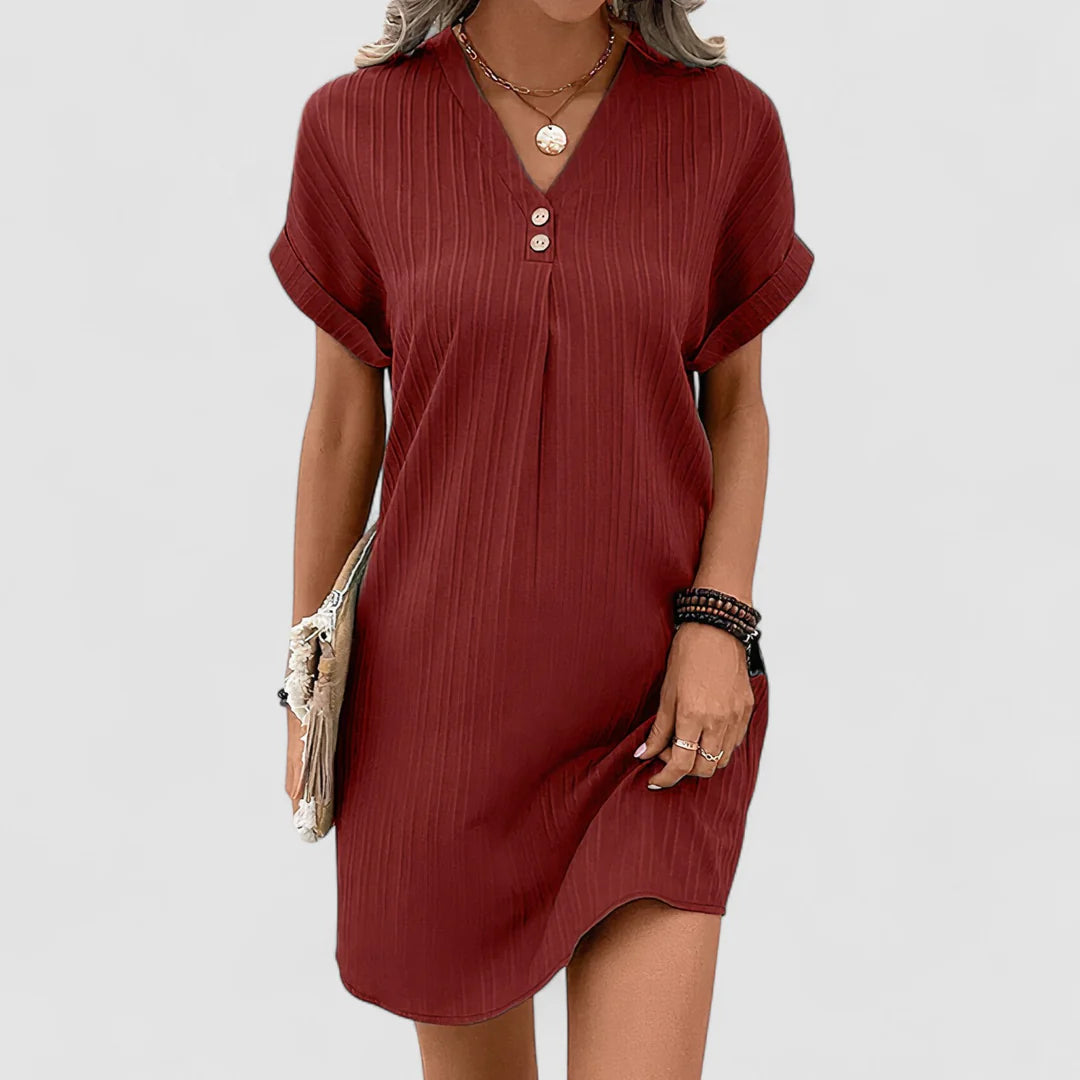 Denise™ | Abito elegante con design a costine