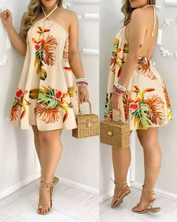 Boho-Chic™ | Abito con Scollo all'Americana e Stampa Floreale