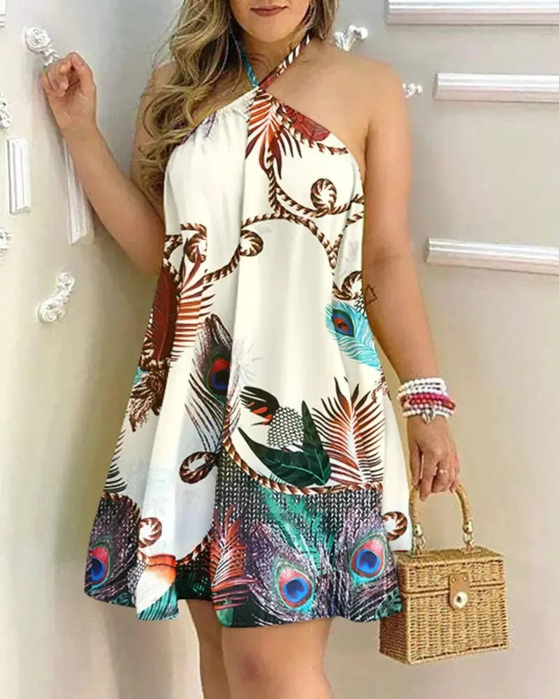 Boho-Chic™ | Abito con Scollo all'Americana e Stampa Floreale
