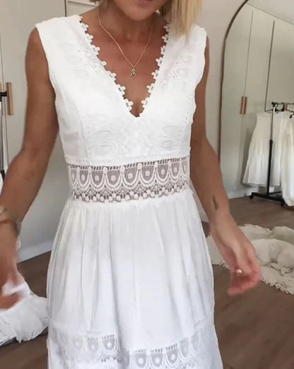 Marika™ | Abito patchwork in pizzo con scollo a V