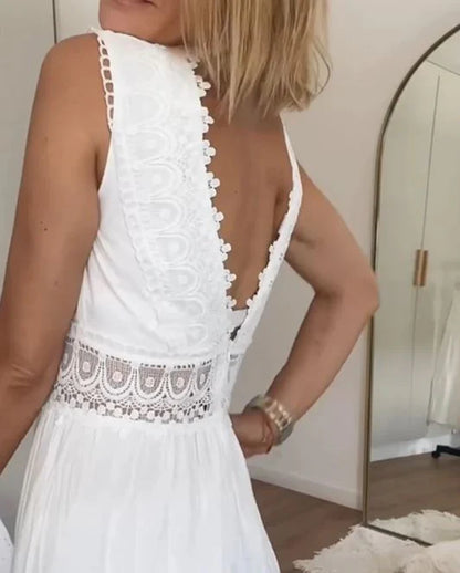 Marika™ | Abito patchwork in pizzo con scollo a V