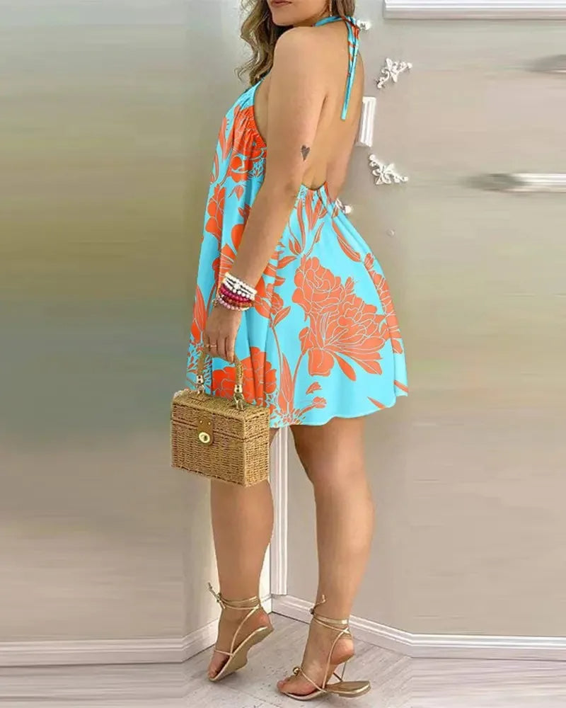 Boho-Chic™ | Abito con Scollo all'Americana e Stampa Floreale